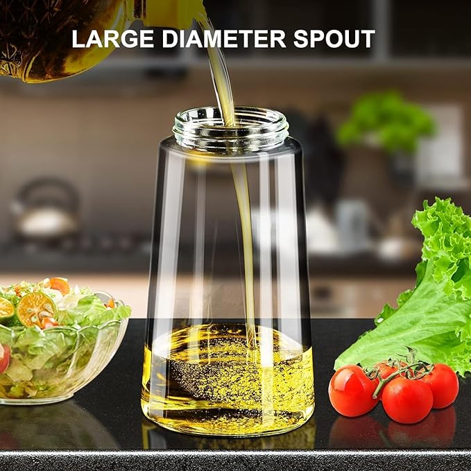 DEEMPU 2 in 1 Olive Oil Sprayer and Dispenser Bottle for Kitchen, Glass Bottle with Premium Nozzle, Sprayer for Air Fryer, Salad,BBQ,Roasting 500ml (BLACK)